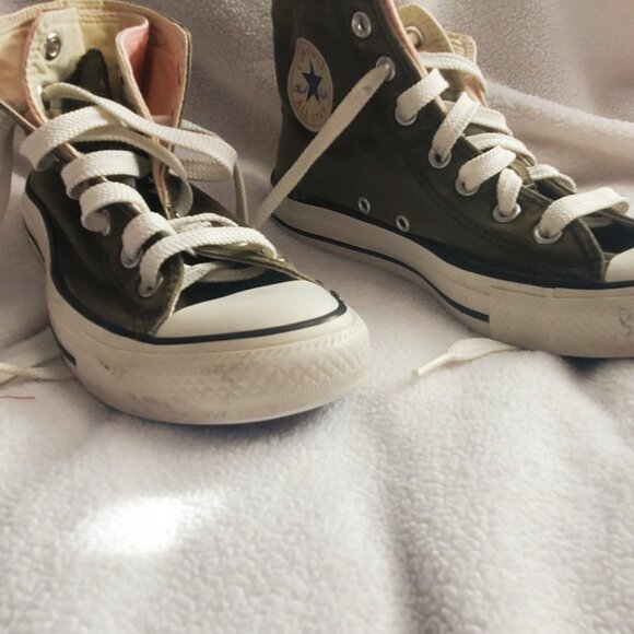 Double Upper Converse All Star Chuck Taylor Green and pink women 8 - Picture 13 of 16